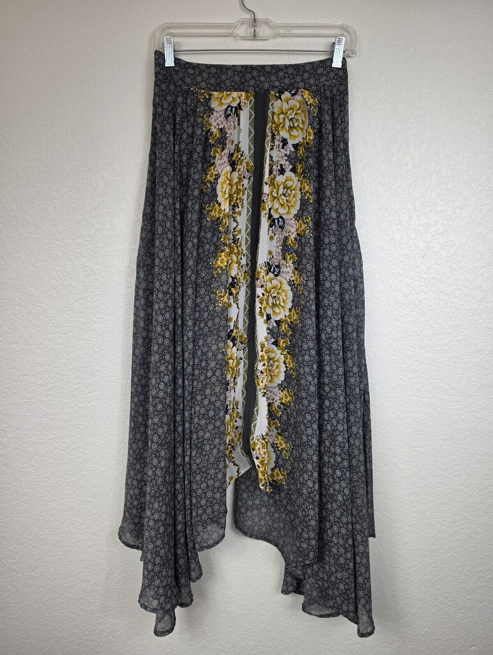 Free People Black Floral Handkerchief Skirt Extra Small